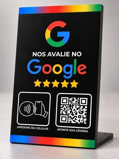 Placa Avaliação no Google, preta