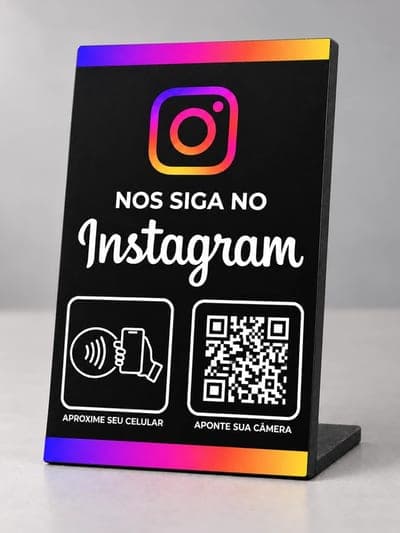 Placa Seguir no Instagram, preta